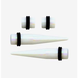 acrylic white opal taper and plug 4 pack